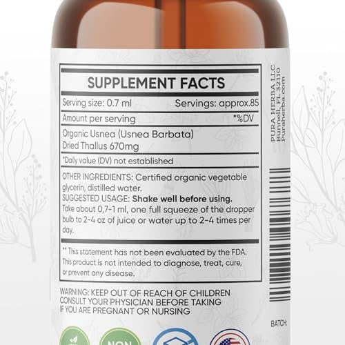 Organic Usnea Liquid Drops - Natural Immune Support and Respiratory Health for Adults - Vegan, Alcohol-Free, Made in USA, 2 Fl Oz - görsel 3