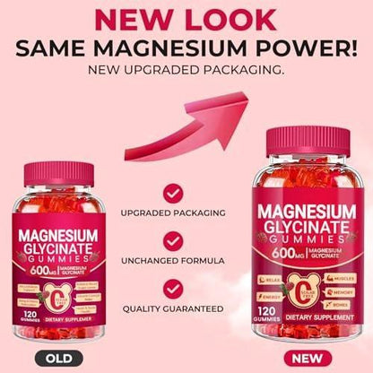Magnesium Glycinate Gummies 600mg, Sugar Free Magnesium Gummies for Adults, Chewable Potassium Supplements for Body Support, Zzz and Relaxation, 120 Count