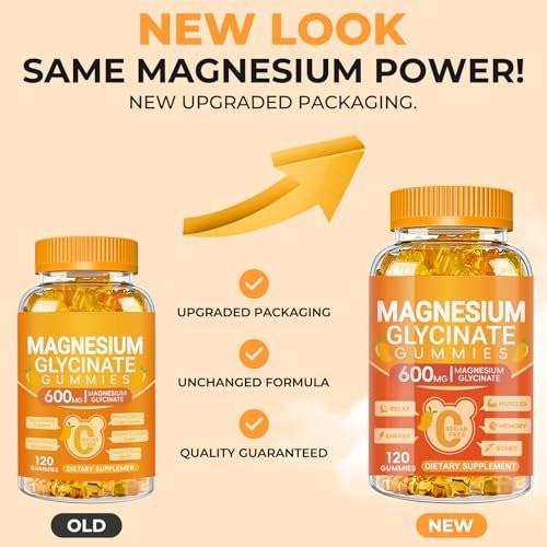Magnesium Glycinate Gummies 600mg, Chewable Sugar Free Potassium Magnesium Gummies with Magnesium Glycinate, Vitamin D, B6 and CoQ10 for Sleep, Relaxation, Brain & Muscle, 120 Count - görsel 10