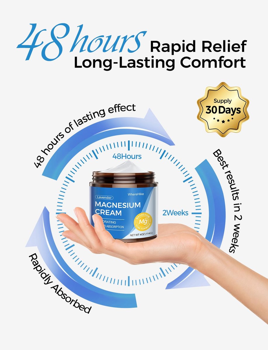 STILIP Natural Topical Magnesium Cream – Magnesium Lotion for Nighttime Skin Care, Lightweight Moisturizing Body Cream for Deep Hydration-Unscented - görsel 5