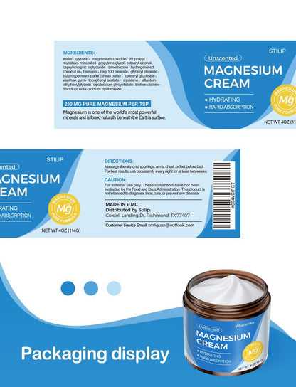 STILIP Natural Topical Magnesium Cream – Magnesium Lotion for Nighttime Skin Care, Lightweight Moisturizing Body Cream for Deep Hydration-Unscented