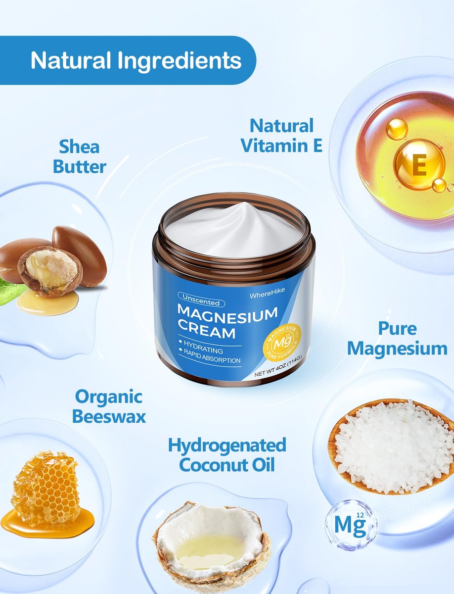 STILIP Natural Topical Magnesium Cream – Magnesium Lotion for Nighttime Skin Care, Lightweight Moisturizing Body Cream for Deep Hydration-Unscented - görsel 3