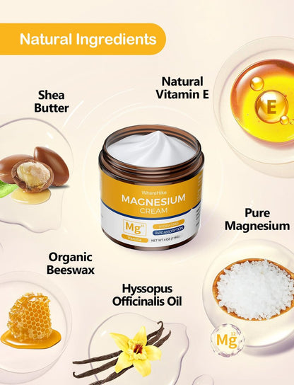 STILIP Natural Topical Magnesium Cream – Magnesium Lotion for Nighttime Skin Care, Lightweight Moisturizing Body Cream for Deep Hydration - Vanilla