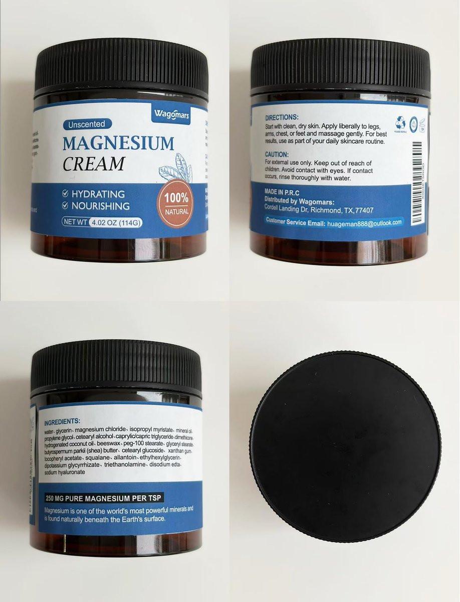 Wagomars Magnesium Cream - Natural Magnesium Lotion - Body Butter with Shea Butter & Coconut Oil - Fast-Absorbing, Lightweight - Deep Hydration for All Skin Types - Suitable for Kids (Unscented) - görsel 8