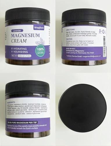 Wagomars Magnesium Cream - Natural Magnesium Lotion - Body Butter with Shea Butter & Coconut Oil - Fast-Absorbing, Lightweight - Deep Hydration for All Skin Types - Suitable for Kids (Lavender) - görsel 8