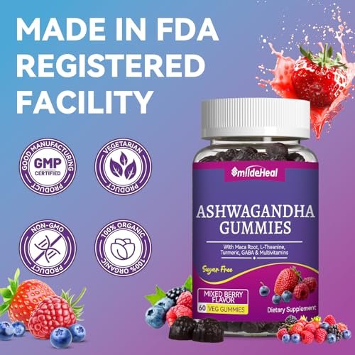 SmildeHeal Ashwagandha Gummies 3000mg - Stress Relief, Immune Support & Increased Energy - Ashwagandha Supplements for Women & Men - Natural Mixed Berry Flavor (60 Count) - görsel 4