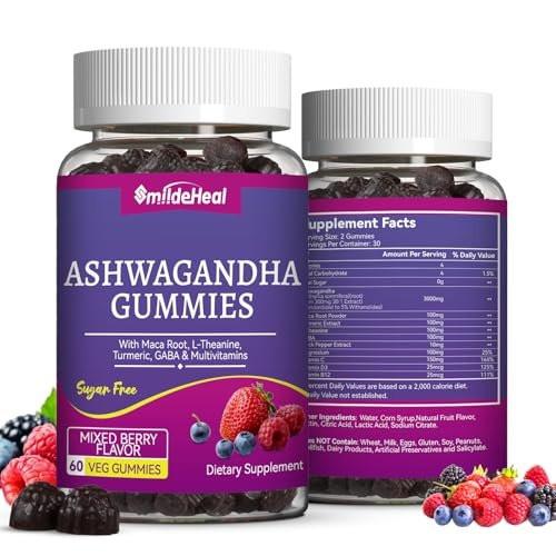 SmildeHeal Ashwagandha Gummies 3000mg - Stress Relief & Increased Energy - Ashwagandha Supplements for Women & Men - Natural Mixed Berry Flavor (120 Count) - görsel 1