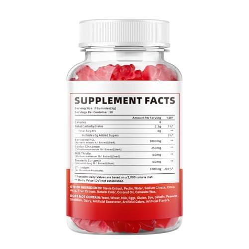 MEENCCD Berberine Gummies with Ceylon Cinnamon, Berberine HCL Supplement for Immune Support, Sugar Free, Vegan, Strawberry Flavor, 60 Count - görsel 4