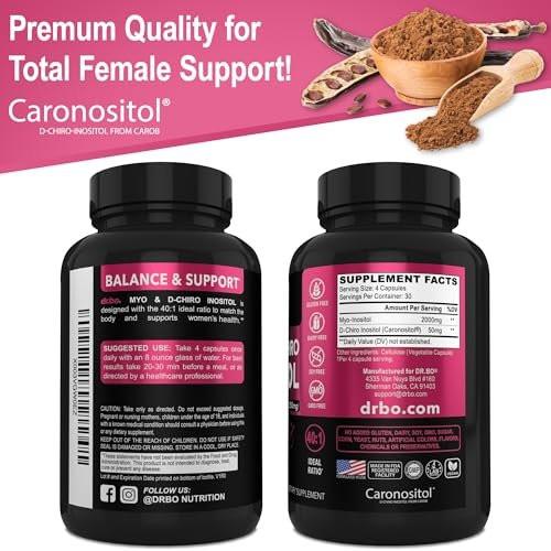 Myo-Inositol & D-Chiro Inositol Supplement Capsules - 40:1 Ratio Inositol Supplement for Women 2050mg with Vitamin B8 Pills - Natural Supplements for Female Women Support & Womens Health 120 Capsules - görsel 6