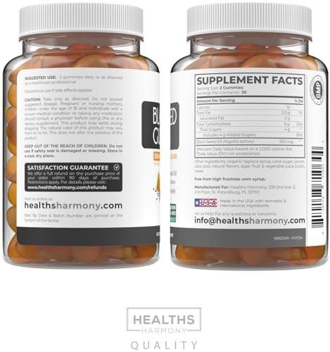 Black Seed Oil Gummies - Natural Ginger Ale Flavor (Non-GMO & Vegan) Cold-Pressed Nigella Sativa Producing Pure Black Cumin Seed Oil - 500mg Per 2 Gummy Serving - görsel 4