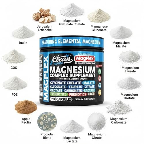 8in1 Magnesium Supplement Complex | Magnesium Glycinate Citrate Malate Gluconate Orotate Carbonate Lactate + Prebiotics Probiotics Digestive Enzymes Magnesio Capsules for Women Men By Clean Nutra - görsel 7