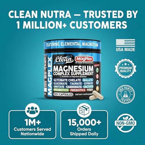 8in1 Magnesium Supplement Complex | Magnesium Glycinate Citrate Malate Gluconate Orotate Carbonate Lactate + Prebiotics Probiotics Digestive Enzymes Magnesio Capsules for Women Men By Clean Nutra - görsel 15