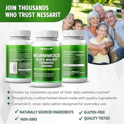 NESSARIT Wormwood Capsules with Black – Powerful Botanical Blend: Combines eight herbs known for their digestive – Image 15