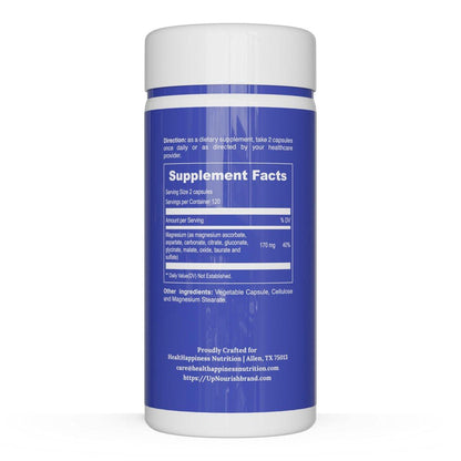 UpNourish Magnesium Supplement - 10 in 1 Magnesium Complex - Full Spectrum Magnesium Mineral Supplements with Glycinate, Citrate, Taurate, Malate, Carbonate, Oxide and More, 240 Vegan Capsules