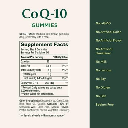 Nature’s Bounty CoQ10 Gummies, Supports Heart Health, CoQ10 200mg, Peach Mango Flavor, 100 Count