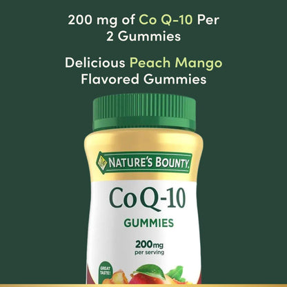 Nature’s Bounty CoQ10 Gummies, Supports Heart Health, CoQ10 200mg, Peach Mango Flavor, 100 Count