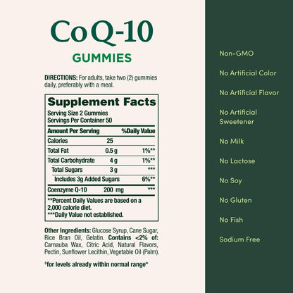 Nature’s Bounty CoQ10 Gummies, Supports Heart Health, CoQ10 200mg, Peach Mango Flavor, 100 Count