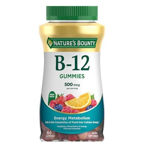 Nature's Bounty Vitamin B12 Gummies, Dietary Supplement, Supports Energy Metabolism and Nervous System Health, Mixed Berry Flavor, 500mcg, 160 Count - görsel 10