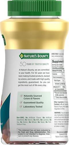 Nature's Bounty Vitamin B12 Gummies, Dietary Supplement, Supports Energy Metabolism and Nervous System Health, Mixed Berry Flavor, 500mcg, 160 Count - görsel 1