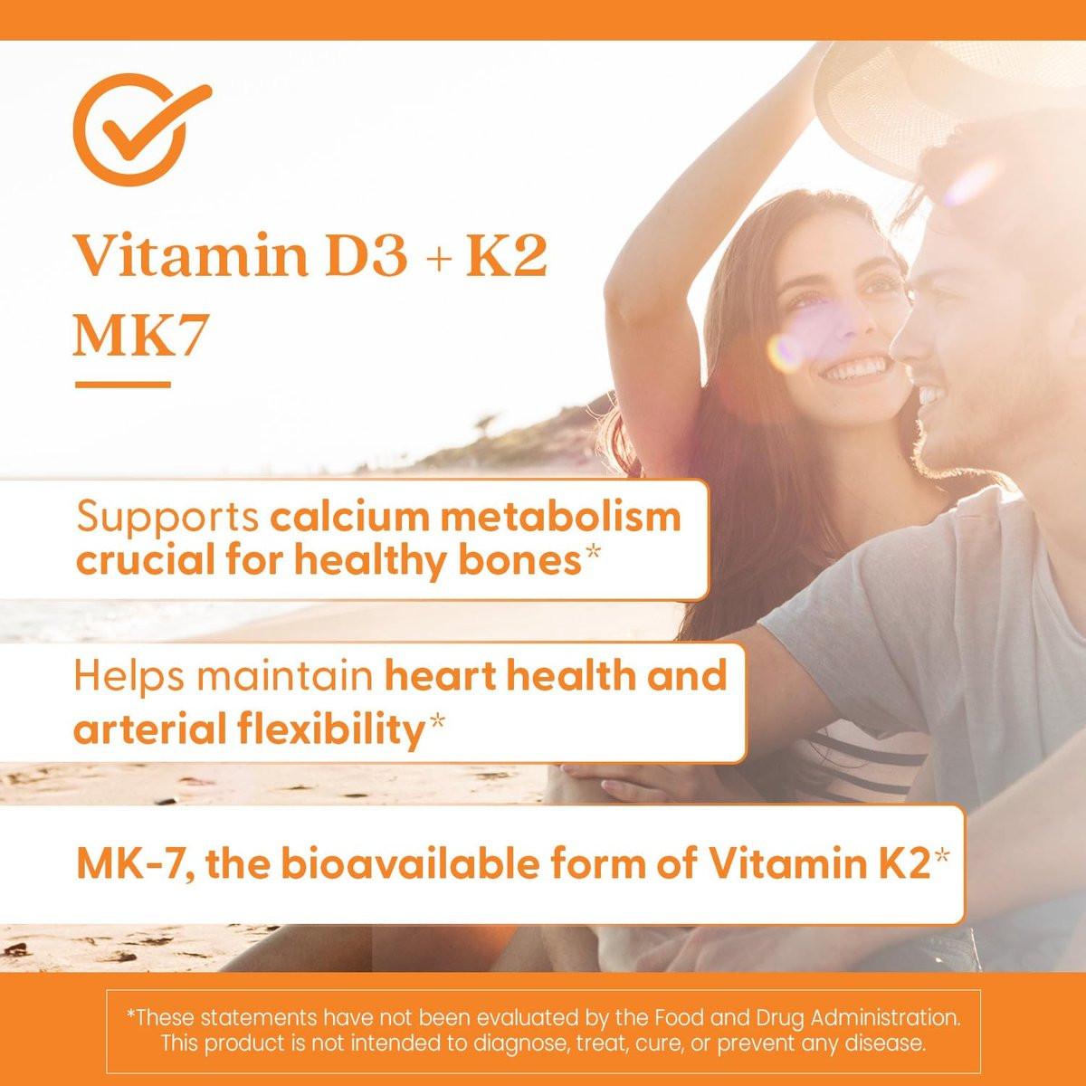 Doctor's Best Vitamin D3 and K2 Supplement for Men & Women - Vitamin D3 5000 IU + K2 as MK-7, Bone Health Support, Gluten Free, Non GMO, Vegetarian Capsules - 60 Veg Caps - görsel 6