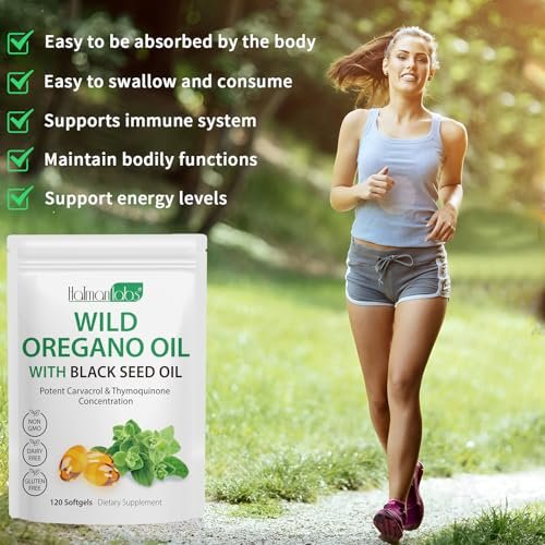 MXCZBSM Oregano Oil Capsules, 2 in 1 Oil of Oregano with Black Seed Oil, Oregano Oil Supplement Capsules, Organic Oil of Oregano Extract, Non-GMO, Gluten Free - görsel 5