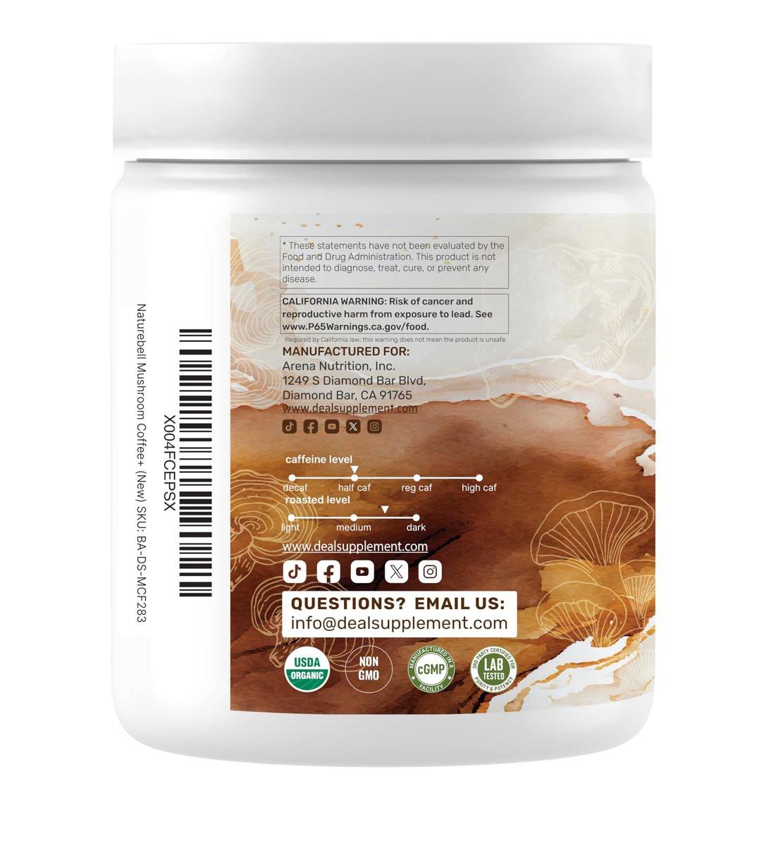 Organic Mushroom Coffee, 10oz – 10 Adaptogenic Mushrooms with Arabica Coffee + MCT Oil for Smooth Flavor – Turkey Tail, Lions Mane, Cordyceps, Chaga, Reishi – Immune, Energy,& Brain Support Supplement - görsel 8
