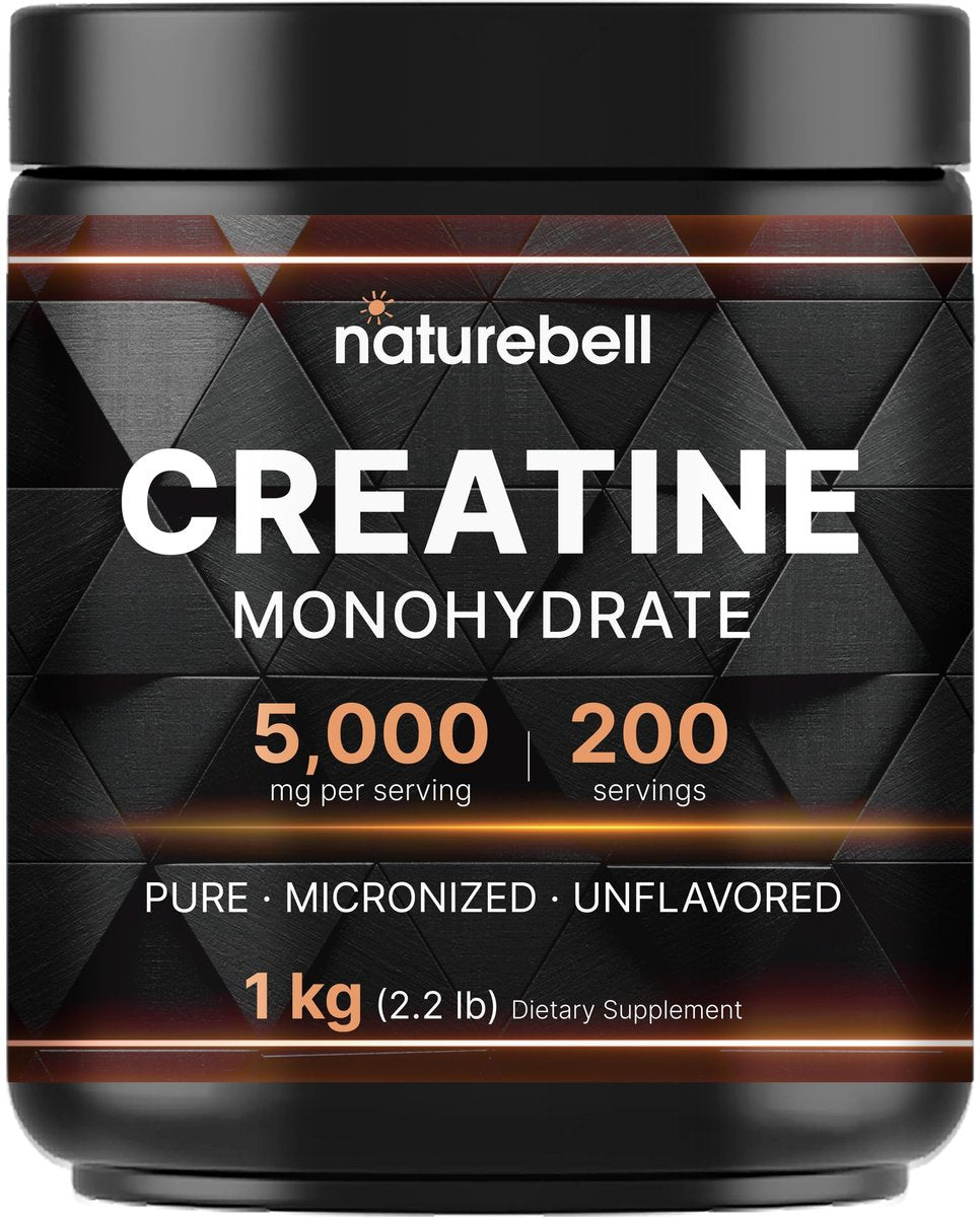NatureBell Creatine Monohydrate Powder 1,000g, 5,000mg Per Serving, 200 Servings (2.2 lb) | Micronized, Pure & Unflavored | Pre-Workout Muscle Support* | Keto, Vegan, Filler-Free - görsel 9