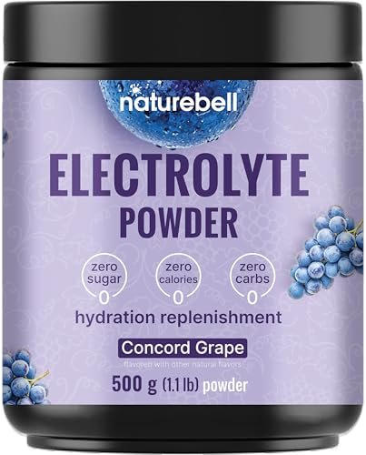 NatureBell Electrolytes Powder No Sugar, 500g (76 Servings) | Keto Fast Hydration Powder, Carnivore-Friendly Electrolyte – 1,000mg High Potassium, Minerals, & Coconut Water – Concord Grape Flavor - görsel 7