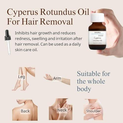 Cyperus Rotundus Oil for Hair Removal 2 PACKS – 100% Pure Natural Cyprus Oil – Organic Herbal Cypress Root Extract for Smooth Skin, Reducing Body Hair Growth, Ingrown Hair & Nourishment – 60ml