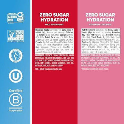 Nuun Zero Sugar Hydration Electrolyte Tablets - Mixed Berry 4 Pack (40 Servings Total) - Magnesium, Calcium, Potassium, Chloride & Sodium, Light & Delicious Fruit Flavors, No Sugar, Gluten Free, Vegan