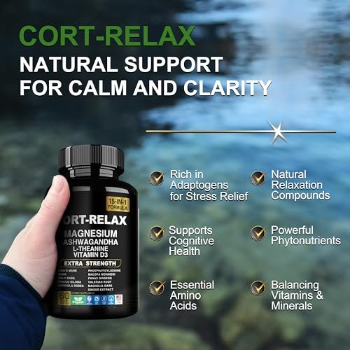 DLNIA Super Calm Cortisol Supplement with Magnesium Glycinate, Ashwagandha KSM-66, L-Theanine, Phosphatidylserine, Ginkgo Biloba & Lions Mane for Calm, Focus, Mental Clarity, Relaxation, Sleep, Energy - görsel 1