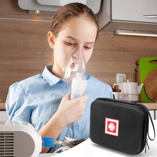Protective Carrying Case for Portable Nebulizer, Travel Medical Bag with Hard Shell for Inhaler Spacer, Masks, Asthma Accessories Emergency Medicine Storage Bag for Kids and Adults (Black) - görsel 17