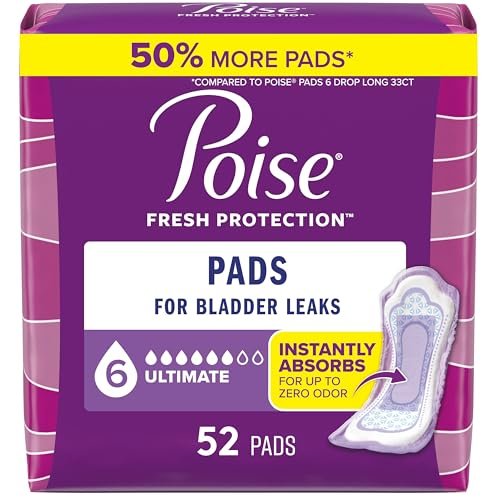Poise Incontinence Pads & Postpartum Incontinence Pads, 6 Drop Ultimate Absorbency, Regular Length, 52 Count - görsel 2