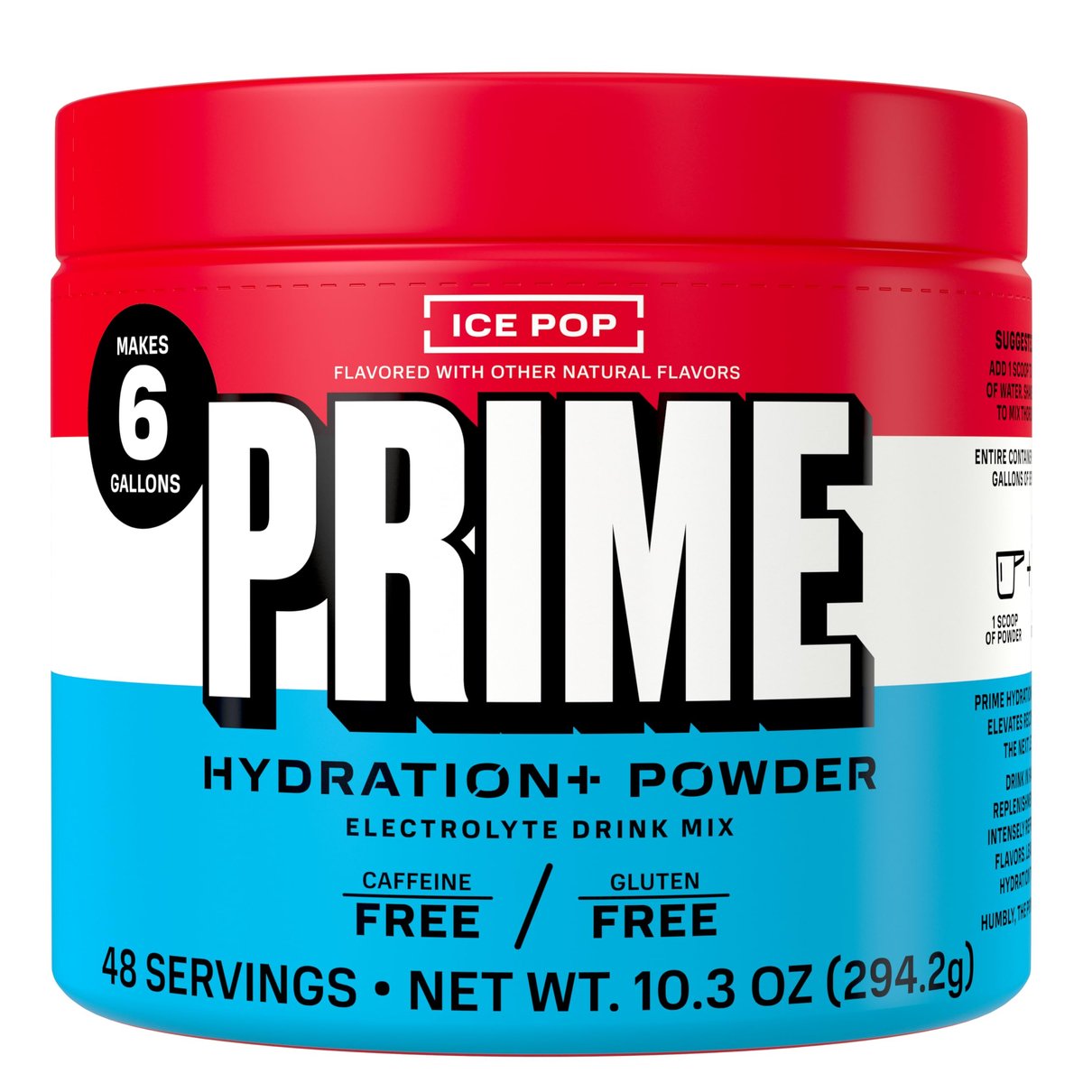 PRIME HYDRATION+ Electrolyte Powder, Ice Pop, Sugar Free Hydration Drink Mix with Potassium, Magnesium & B Vitamins to Replenish Fluids, Caffeine Free, 6 Gallon Tub, 48 SRV - görsel 6