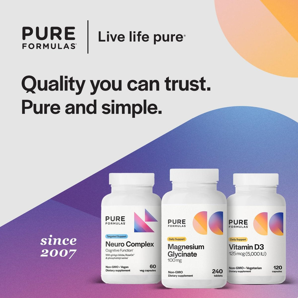 PureFormulas Magnesium Glycinate 100 mg Daily Support for Stress, Nerves, Sleep, Muscles, Metabolism Pure Magnesium Glycinate Supplement for Women and Men Magnesio Non-GMO 240 Tablets - görsel 1