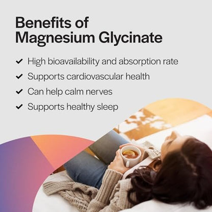 PureFormulas Magnesium Glycinate 100 mg Daily Support for Stress, Nerves, Sleep, Muscles, Metabolism Pure Magnesium Glycinate Supplement for Women and Men Magnesio Non-GMO 240 Tablets