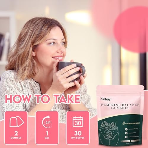 Airboy Vaginal Probiotic Gummies for Women, Pineapple Gummies for Women Balanced PH, Yeast Balance & Flora Support - 60 Gummies - görsel 9