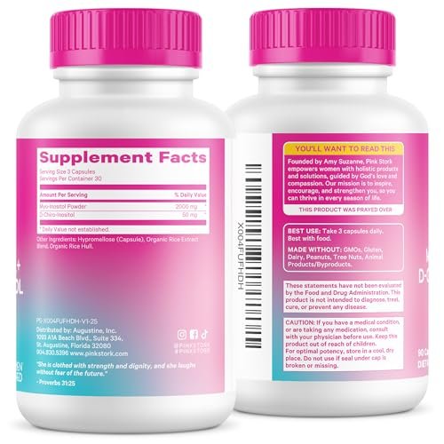 Pink Stork Inositol Supplement for Women, 40:1 Myo-Inositol & D-Chiro Inositol, Hormone Balance for Women, Healthy Ovulation & Fertility Support, Cycle Regularity, 30 Servings - görsel 12