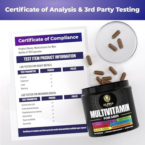 Alpha Tribe Multivitamin for Men with Seamoss Black Seed Oil Ashwagandha Burdock Root, Turmeric Bladderwrack, Vitamin C, Elderberry, Manuka, Yellow Dock | Daily Men's Vitamins and Minerals Supplement - görsel 6