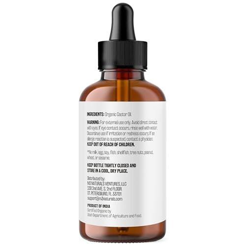 100% Pure Organic Castor Oil for Hair, Lash and Eyebrow Growth, Lymphatic Drainage and Skin Hydration | Hexane-Free, Cold Pressed, Unrefined in a 4 fl oz Glass Bottle with Dropper by M3 - görsel 7