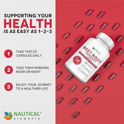 Beet Root Capsules - 1200mg Per Serving - 120 Beet Root Powder Capsules - Beetroot Powder Supports Blood Pressure, Athletic Performance, Digestive, Immune System (Pure, Non-GMO & Gluten Free)
