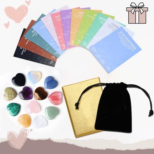 DUQGUHO 1 Inch Hearts Crystals and Healing Stones Reiki Gems Healing Crystals Amethyst Crystal Hearts Set Rose Quartz Heart Shaped Crystals Bulk Polished Gemstones Spiritual Gifts for Women 12 PCS - görsel 3