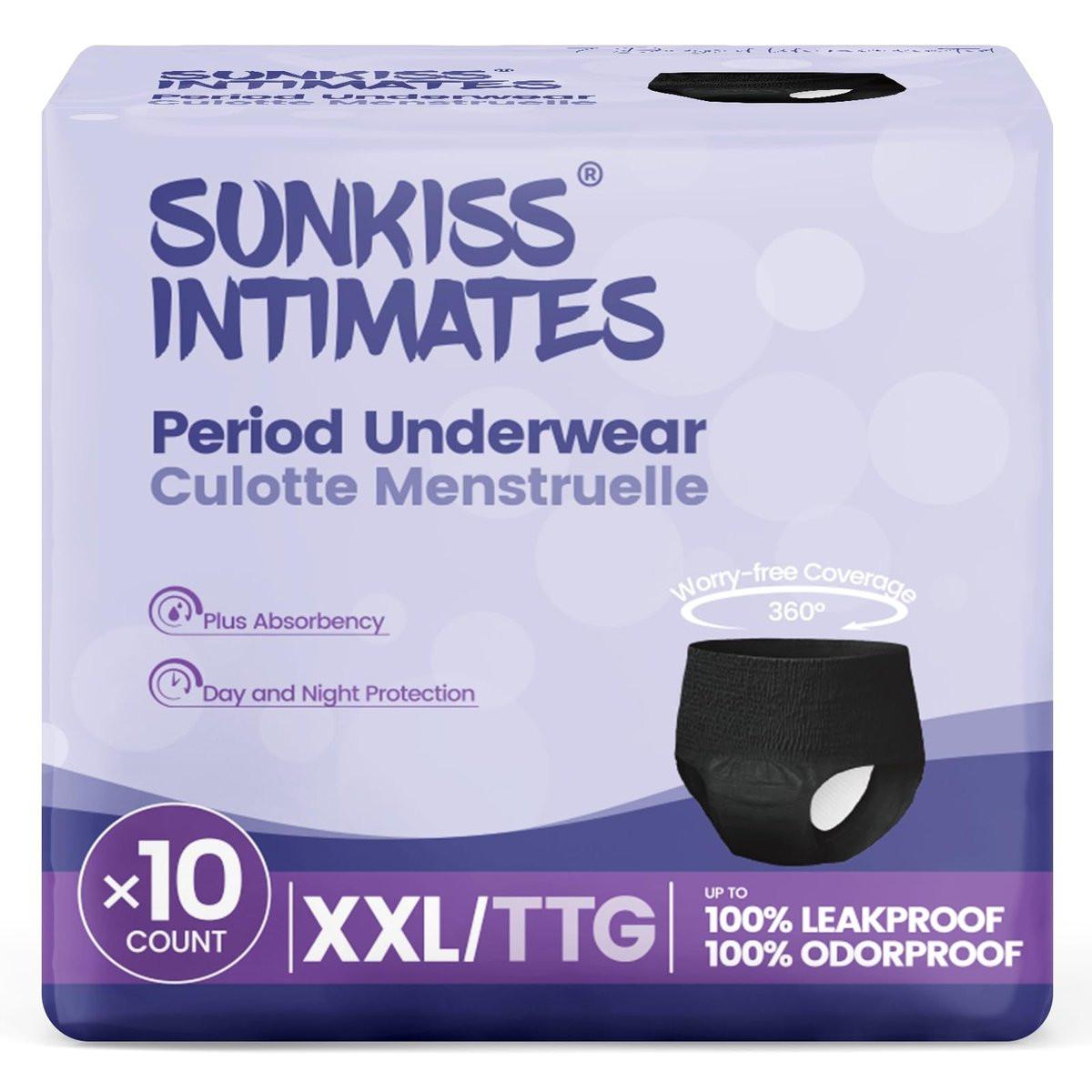 SUNKISS INTIMATES Disposable Period Underwear for Women with Heavy Flow, Low-Rise Unscented Postpartum Essentials, Black, XXLarge, 10 Count - görsel 1