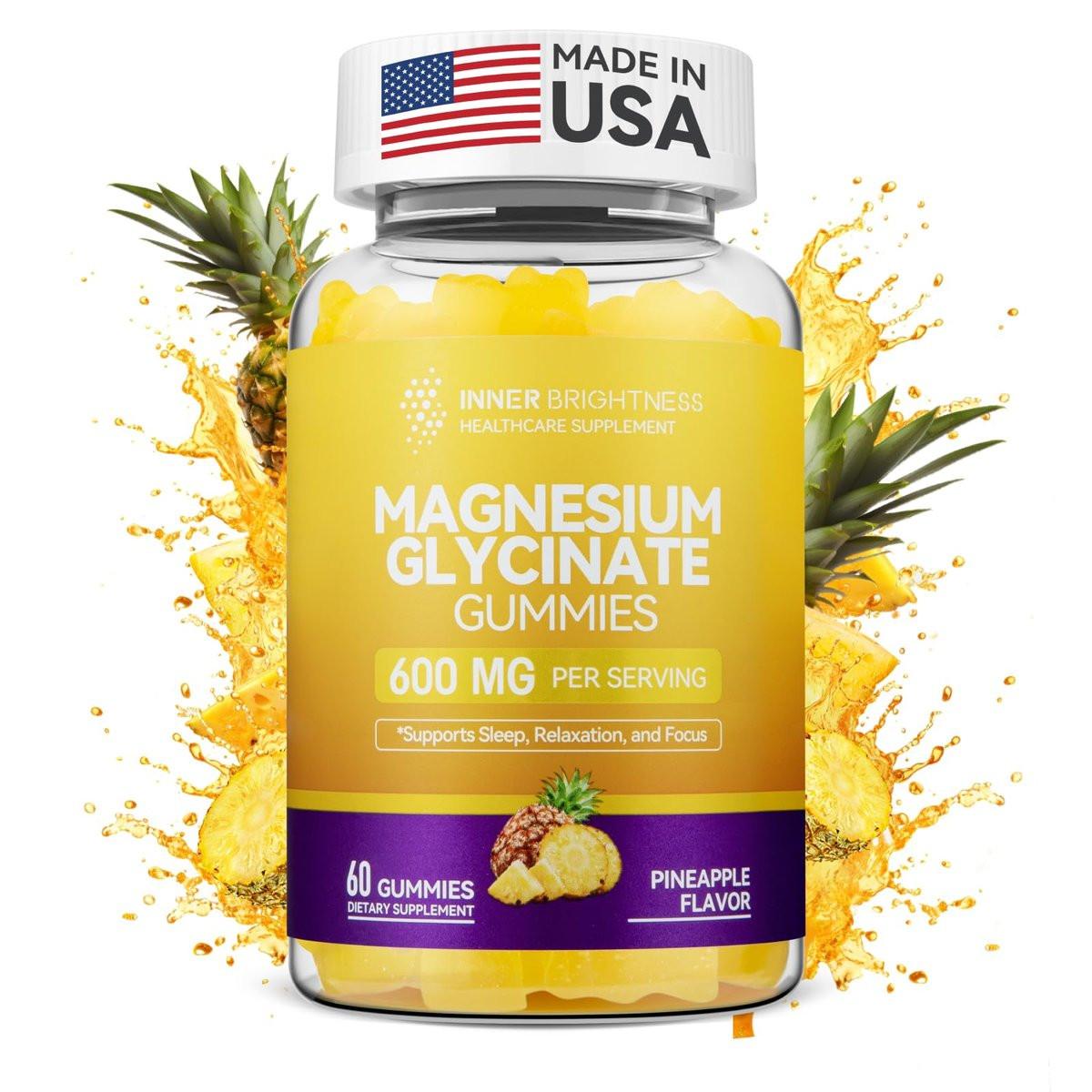Magnesium Glycinate Gummies 600mg, Non-GMO, Gluten-Free, Magnesium Gummies for Adults & Kids, Sleep, Relaxation & Focus, Pineapple Flavor, 60 Count - görsel 15