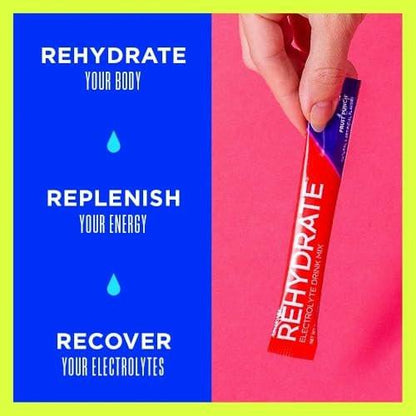 AdvoCare Rehydrate - Electrolyte Drink Mix - Includes Magnesium, Sodium, Potassium & Calcium - Antioxidant & Amino Acid Fortified - Hydration & Recovery - Fruit Punch, 15 Stick Packs (6.3 oz)