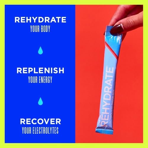AdvoCare Rehydrate - Electrolyte Drink Mix - Includes Magnesium, Sodium, Potassium & Calcium - Antioxidant & Amino Acid Fortified - Hydration & Recovery - Berry Lemon Ice, 15 Stick Packs (6.3 oz)