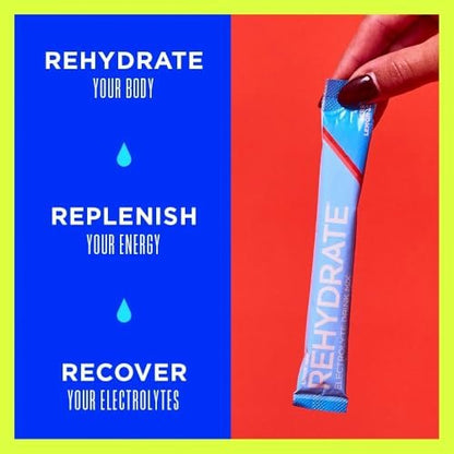 AdvoCare Rehydrate - Electrolyte Drink Mix - Includes Magnesium, Sodium, Potassium & Calcium - Antioxidant & Amino Acid Fortified - Hydration & Recovery - Berry Lemon Ice, 15 Stick Packs (6.3 oz)