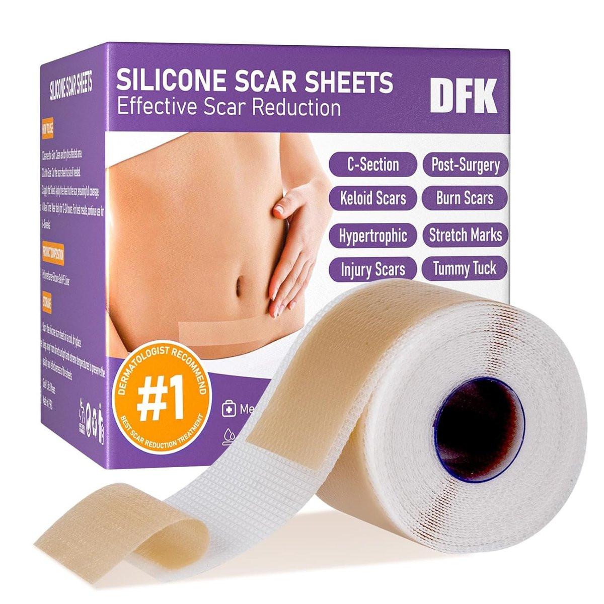 Silicone Scar Sheets, Silicone Scar Tape (1.6"x 118" Roll-3M), Reusable Professional Scar Silicone Strips, Soft Silicone Scar Sheets for Surgical Scars, Keloid, Acne Scars, Burn Scar, C-Section - görsel 1