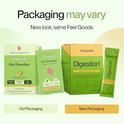 Feel Goods Gut Guardian, Gut Health Powder Packets - Probiotic Fiber with Prebiotics & L Glutamine for Digestive Health, Bloating Relief & Digestion Support, Gut Cleanse - Zero Sugar & Organic Flavor - görsel 5