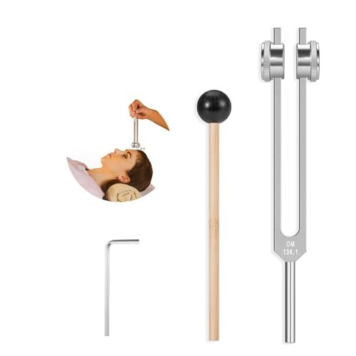 OM 136.1Hz Weighted Tuning Fork with Reflex Hammer for Healing Chakra Set - Healing Sound Therapy, Aluminum Alloy Sensory Tuning Fork Activator (Non-Magnetic) - görsel 8